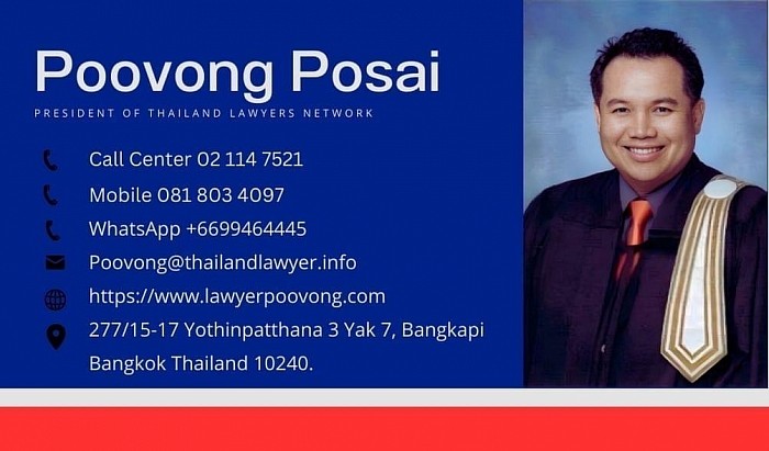 Bangkok, lawyer Poovong Posai 081 803 4097